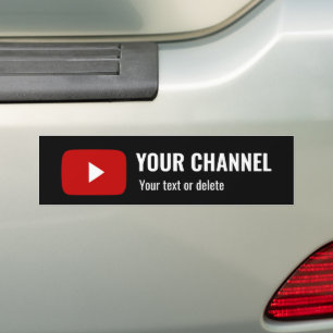 Personalised Youtube Channel Name Custom Black Bumper Sticker