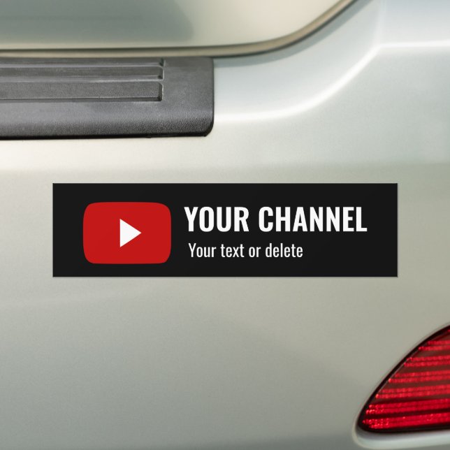 Personalised Youtube Channel Name Custom Black Bumper Sticker (On Car)
