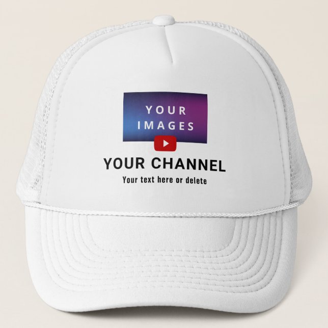 Personalised Youtube Channel Name Custom Photo Trucker Hat (Front)