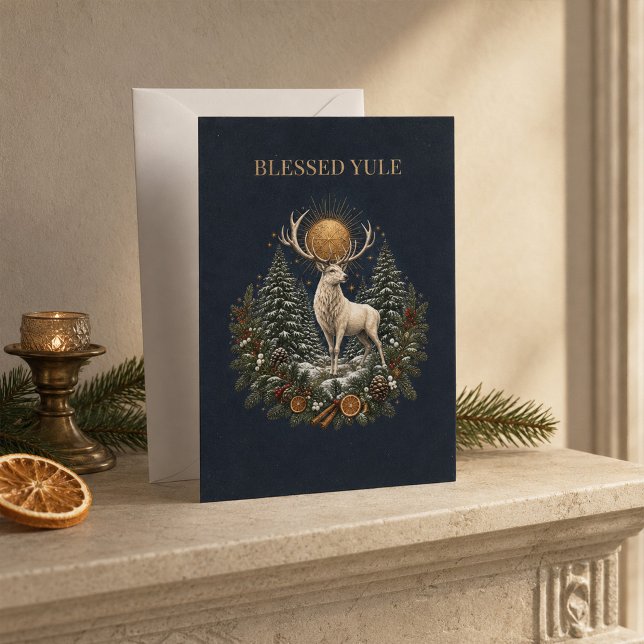 Personalised Yule Stag Winter Solstice Card (Personalized Yule Stag Winter Solstice Card)