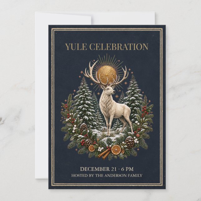 Personalised Yule Winter Solstice Invitation (Front)