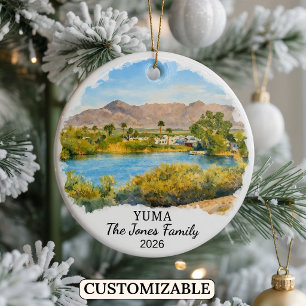 Personalised Yuma Ornament, Custom Arizona Ceramic Tree Decoration