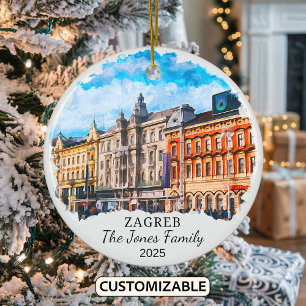 Personalised Zagreb Ornament, Croatia Ceramic Tree Decoration