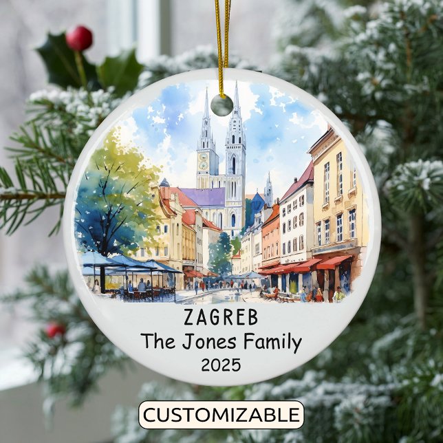 Personalised Zagreb Ornament, Croatia Ceramic Tree Decoration (Creator Uploaded)