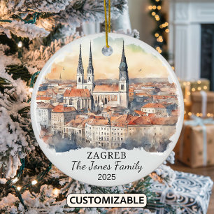 Personalised Zagreb Ornament, Croatia Gift Ceramic Tree Decoration