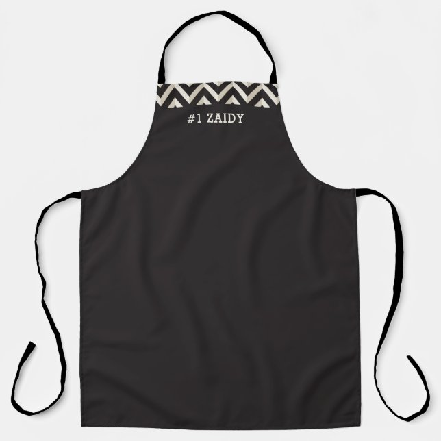 Personalised Zaidy Chevron Black & White Apron (Front)