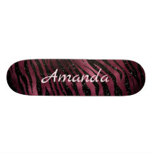 Personalised Zebra Black & Burgundy Glitter