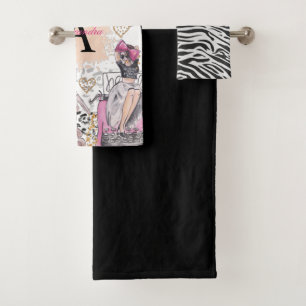 Personalised Zebra Girl Boss Luxury Bath Towel Set