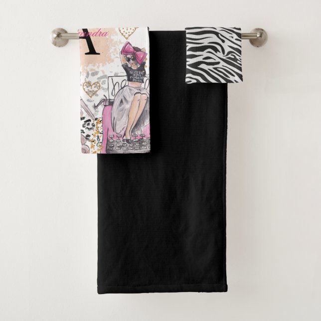 Personalised Zebra Girl Boss Luxury Bath Towel Set (Insitu)