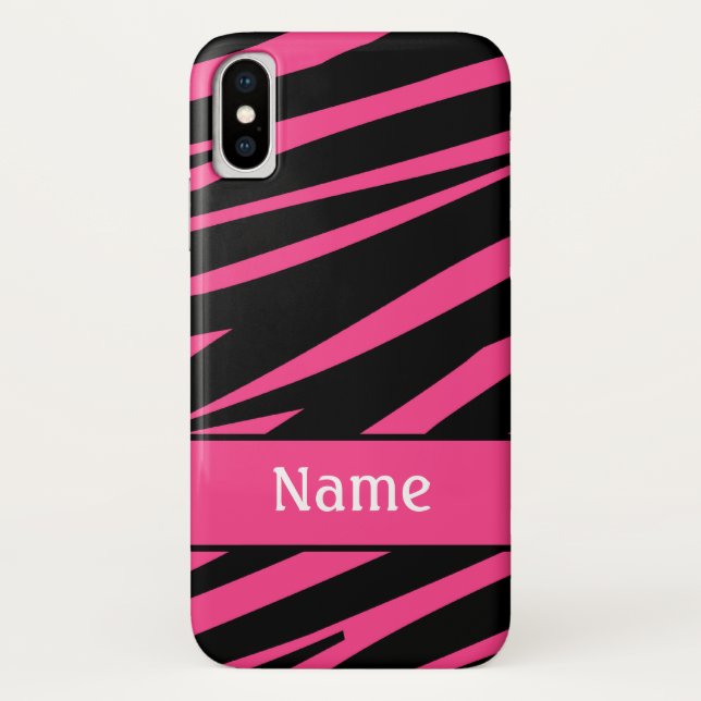 Personalised Zebra Pink Black iPod Touch Case (Back)
