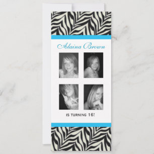 Personalised Zebra Print Birthday Party Invitation
