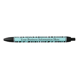 Personalised Zebra Print Black and Teal Turquoise Ink Pen