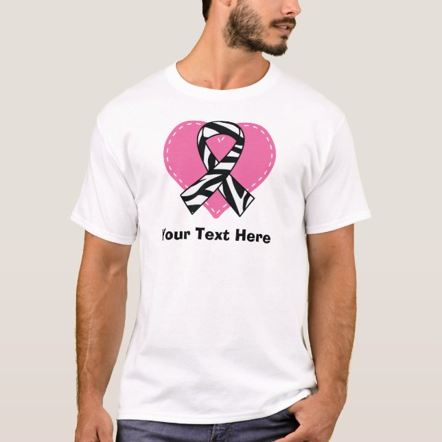 Personalised Zebra Ribbon Heart T-Shirt (Front)