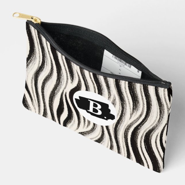 Personalised Zebra Stripe Print Accessory Pouch (Open)