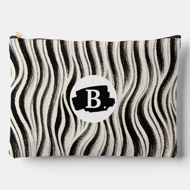 Personalised Zebra Stripe Print Large Accessory Po Pouch (Front)