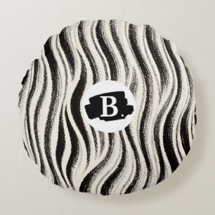 Personalised Zebra Stripe Round Throw Pillow