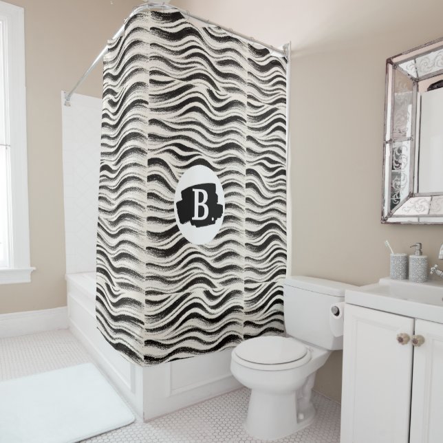Personalised Zebra Stripe Shower Curtain (In Situ)