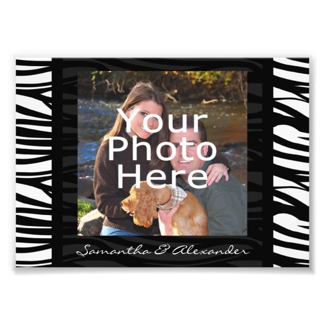 Personalised Zebra Stripes Black Photo Border (Front)