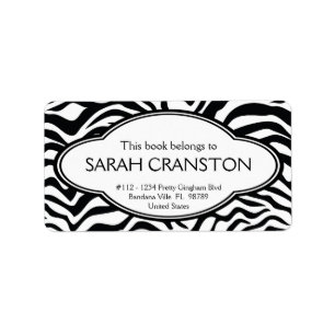 Personalised Zebra Stripes Pattern Bookplate Label