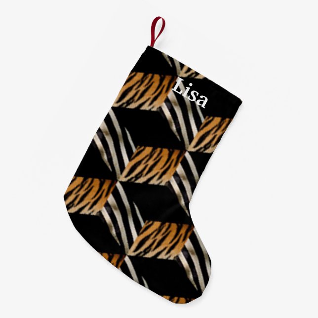 Personalised Zebra & Tiger Christmas Stocking (Front (Hanging))