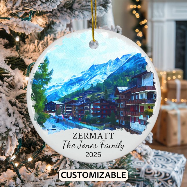 Personalised Zermatt Ornament, Switzerland Ceramic Tree Decoration (Creator Uploaded)
