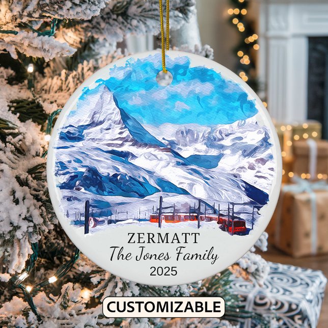 Personalised Zermatt Ornament, Switzerland Ceramic Tree Decoration (Creator Uploaded)