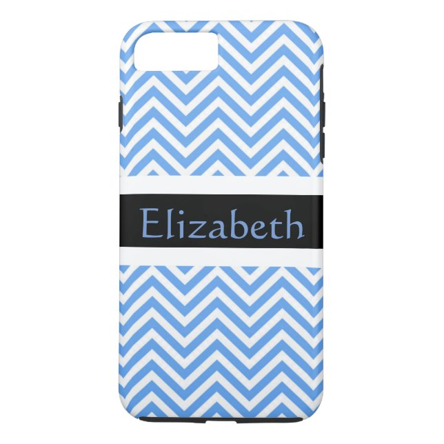 Personalised Zigzag Chevron Pattern Blue & White Case-Mate iPhone Case (Back)