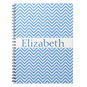 Personalised Zigzag Chevron Pattern Blue White Notebook