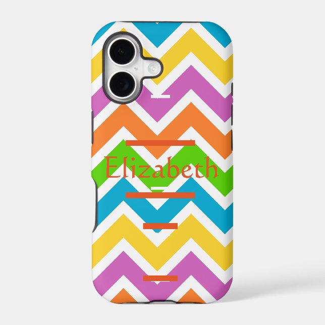 Personalised Zigzag Chevron Pattern Colourful Whit (Back)