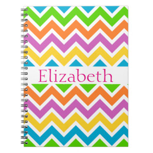 Personalised Zigzag Chevron Pattern Colourful Whit Notebook