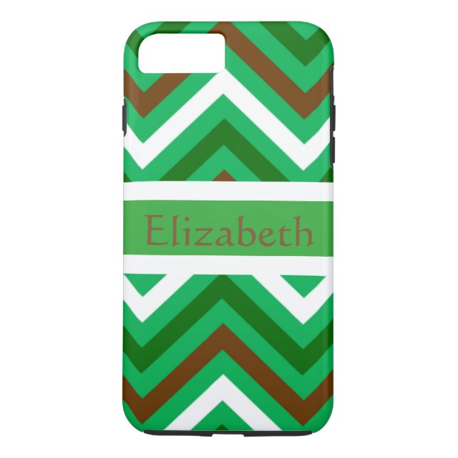 Personalised Zigzag Chevron Pattern Green & White Case-Mate iPhone Case (Back)