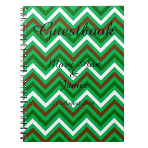 Personalised Zigzag Chevron Pattern Green White Notebook