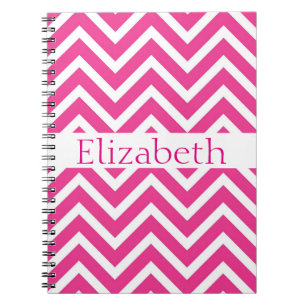Personalised Zigzag Chevron Pattern Pink White Notebook