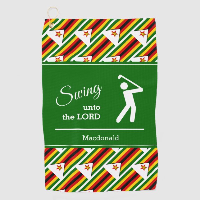 Personalised ZIMBABWE FLAG Golf Towel (Front)