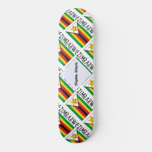 Personalised Zimbabwe Flag Tiled Skateboard