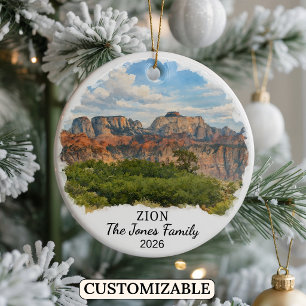 Personalised Zion National Park Ornament, Utah Ceramic Tree Decoration