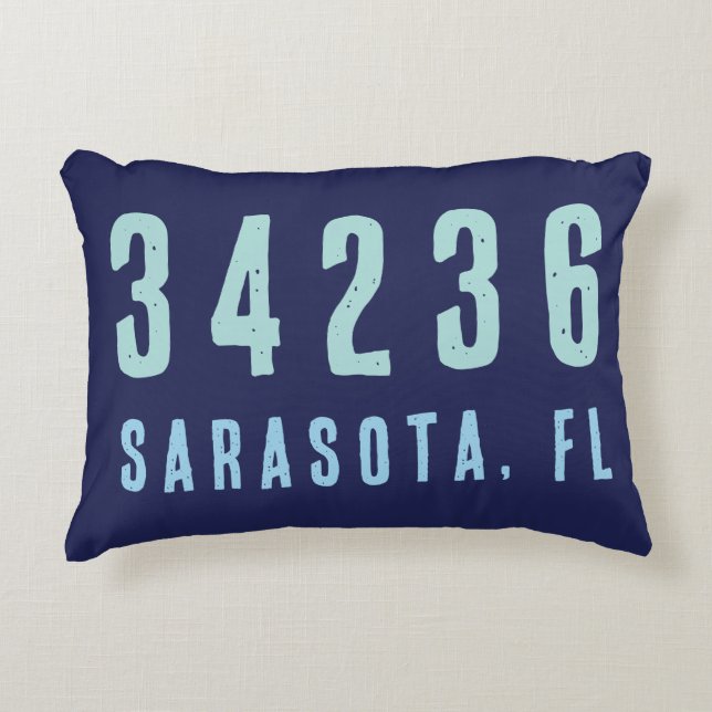 Personalised Zip Code, City, State | Navy Blue Decorative Cushion (Front)