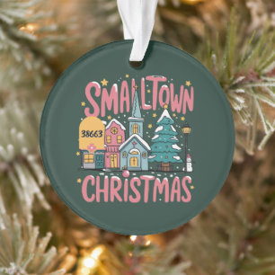 Personalised Zipcode Small Town Christmas Pink  Ornament