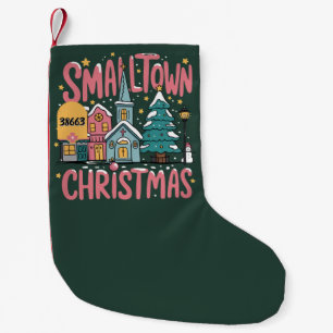 Personalised Zipcode Small Town Christmas Pink Stocking