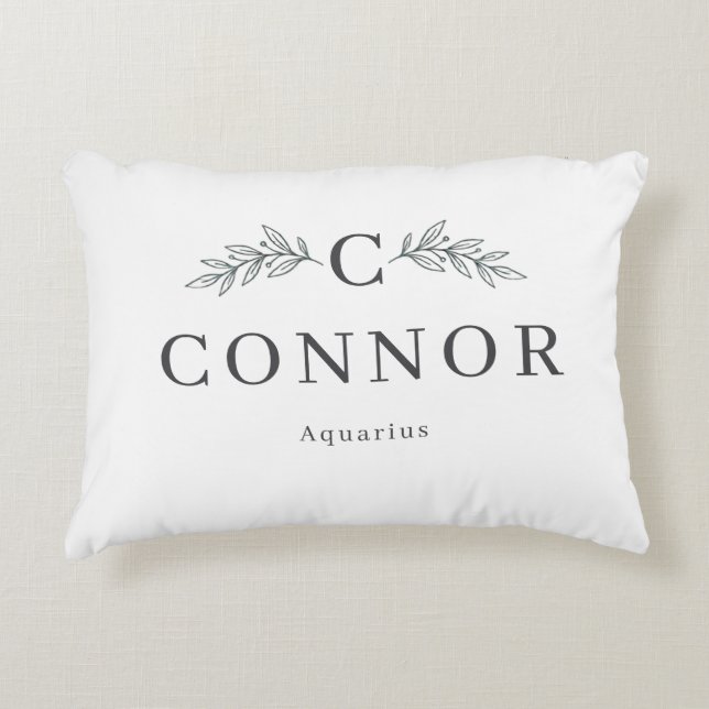 Personalised Zodiac Monogram Accent Pillow (Front)