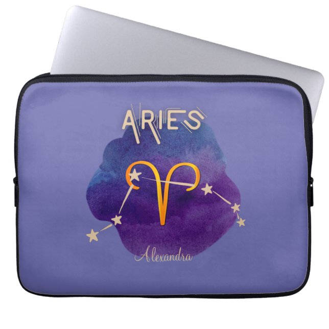 Personalised Zodiac Sign Aries Constellation Laptop Sleeve (Front)