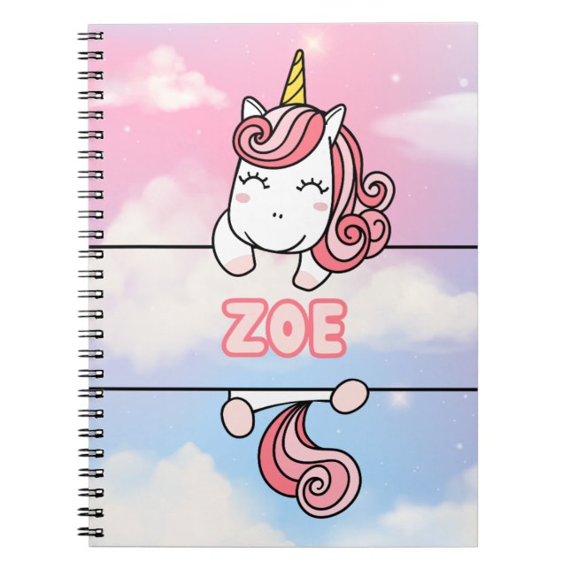 Personalised Zoe Unicorn Girlie Notebook (Front)