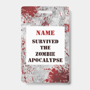 Personalised Zombie Apocalypse Blood Lanyard ID Badge