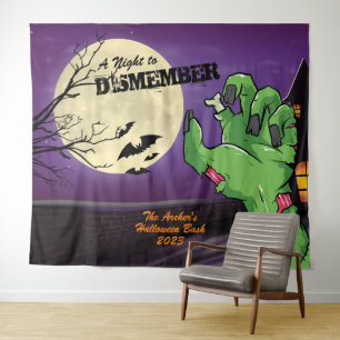 Personalised Zombie Halloween Party Photo Backdrop Tapestry