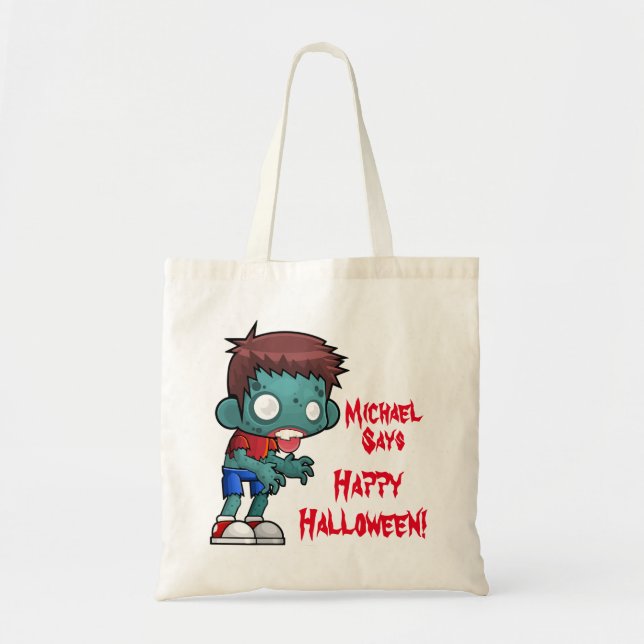 Personalised Zombie Trick or Treat Tote Bag (Front)