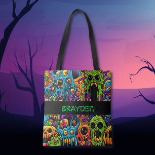 Personalised Zombies Halloween Trick or Treat Tote Bag
