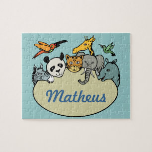 personalised zoo family animals jigsaw puzzle