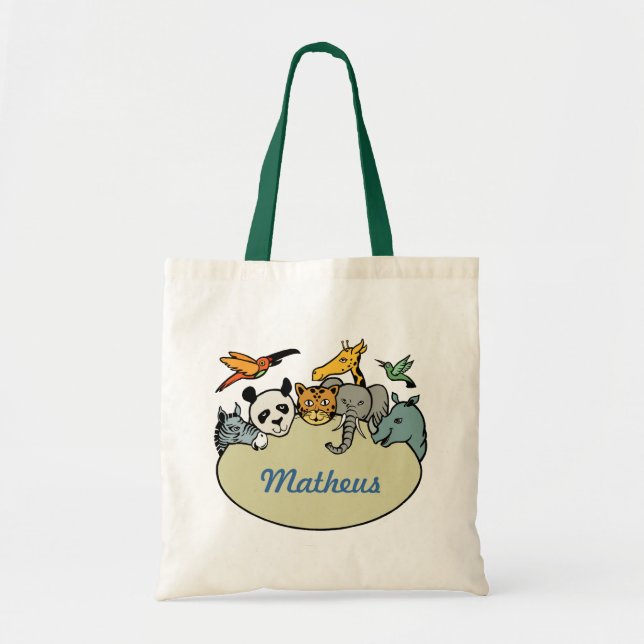 personalised zoo family animals tote bag (Front)