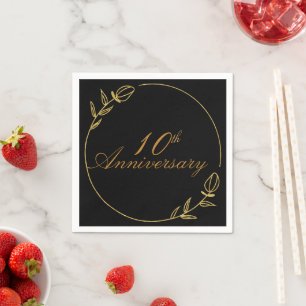 Personalises Anniversary with Golden Frame Napkin