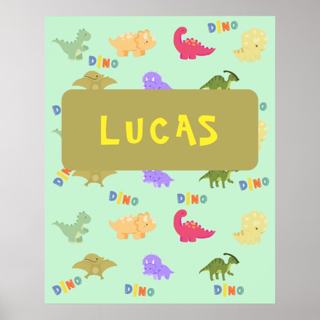 Personalises colourful dino poster (Front)